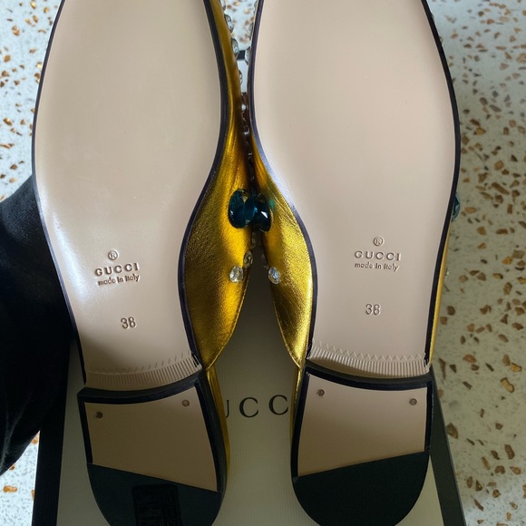Gold Gucci Napa Crystal Mules - Picture 9 of 9